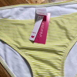 Xhilaration Striped Bikini Bottoms. Size LARGE. Hipster. Yellow.